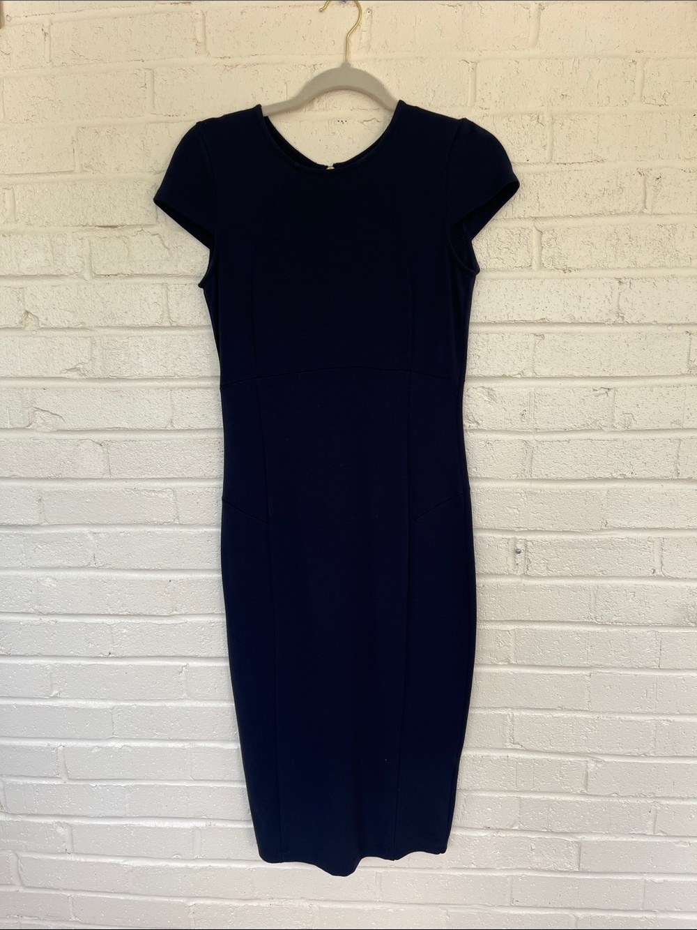 Felicity & Coco Midnight Navy Cap-Sleeve Midi Sheath Dress